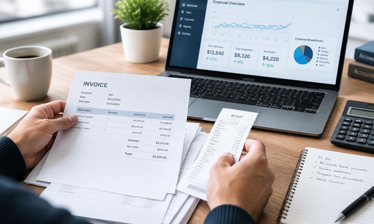 Organizing invoices and receipts for accounts payable and receivable